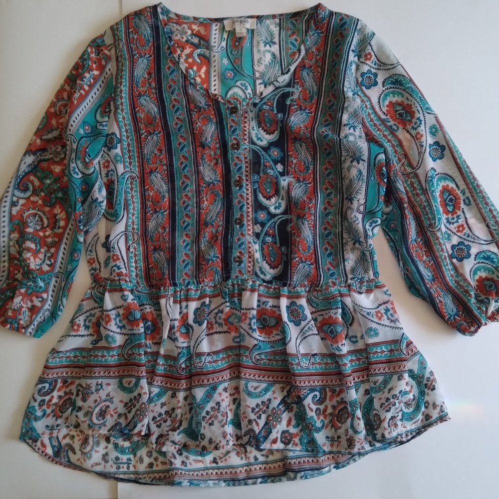 Umgee Turquoise and Orange Top